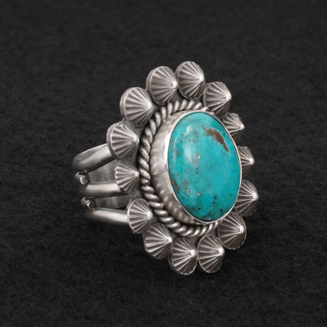 Michael Calladitto Turquoise & Sterling Silver Ring Size 8.5