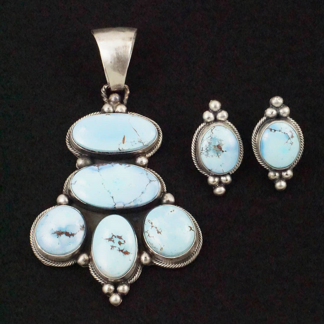 Darrin Livingston Turquoise & Sterling Silver Earrings & Pendant