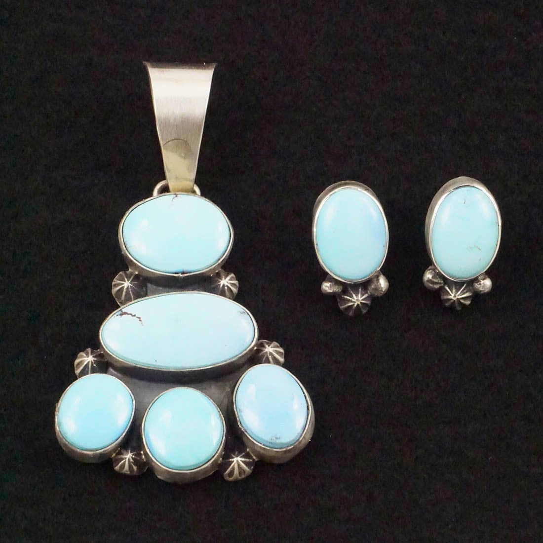 Darrin Livingston Turquoise & Sterling Silver Earrings & Pendant