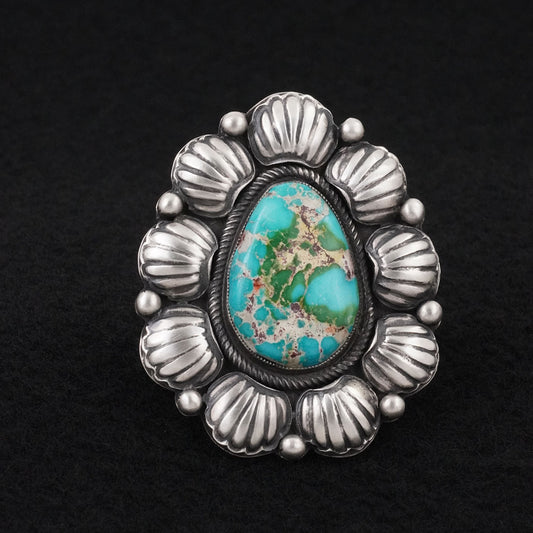 Calvin Martinez Turquoise & Sterling Silver Ring Sz. 9