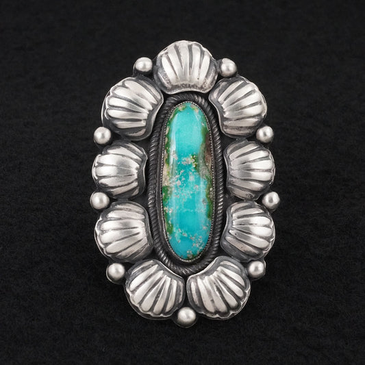 Calvin Martinez Turquoise & Sterling Silver Ring Sz. 8