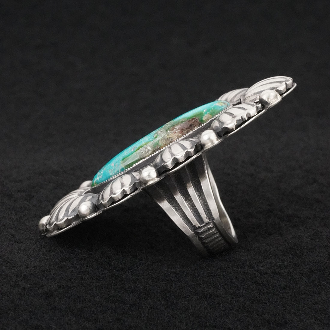 Calvin Martinez Turquoise & Sterling Silver Ring Sz. 8