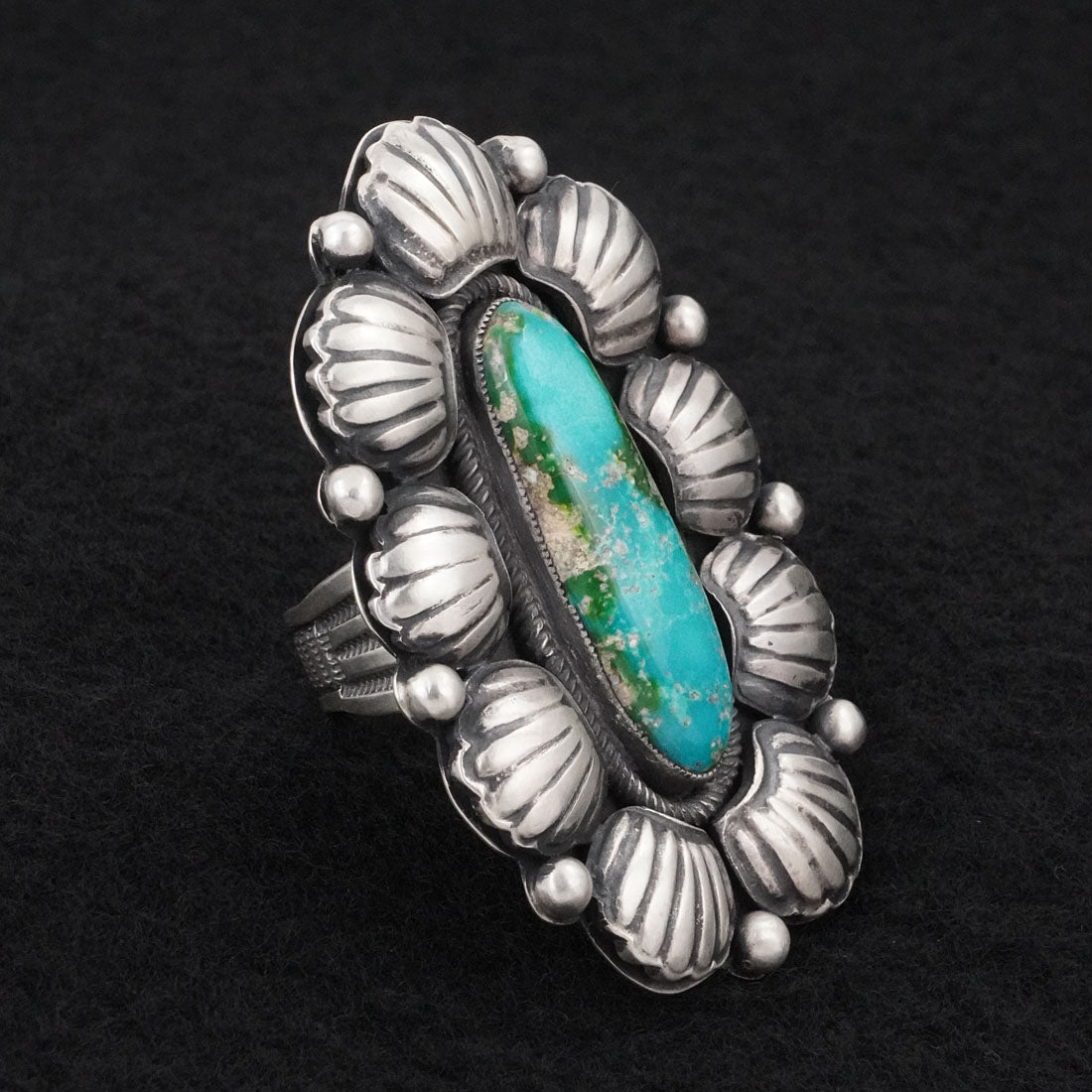 Calvin Martinez Turquoise & Sterling Silver Ring Sz. 8
