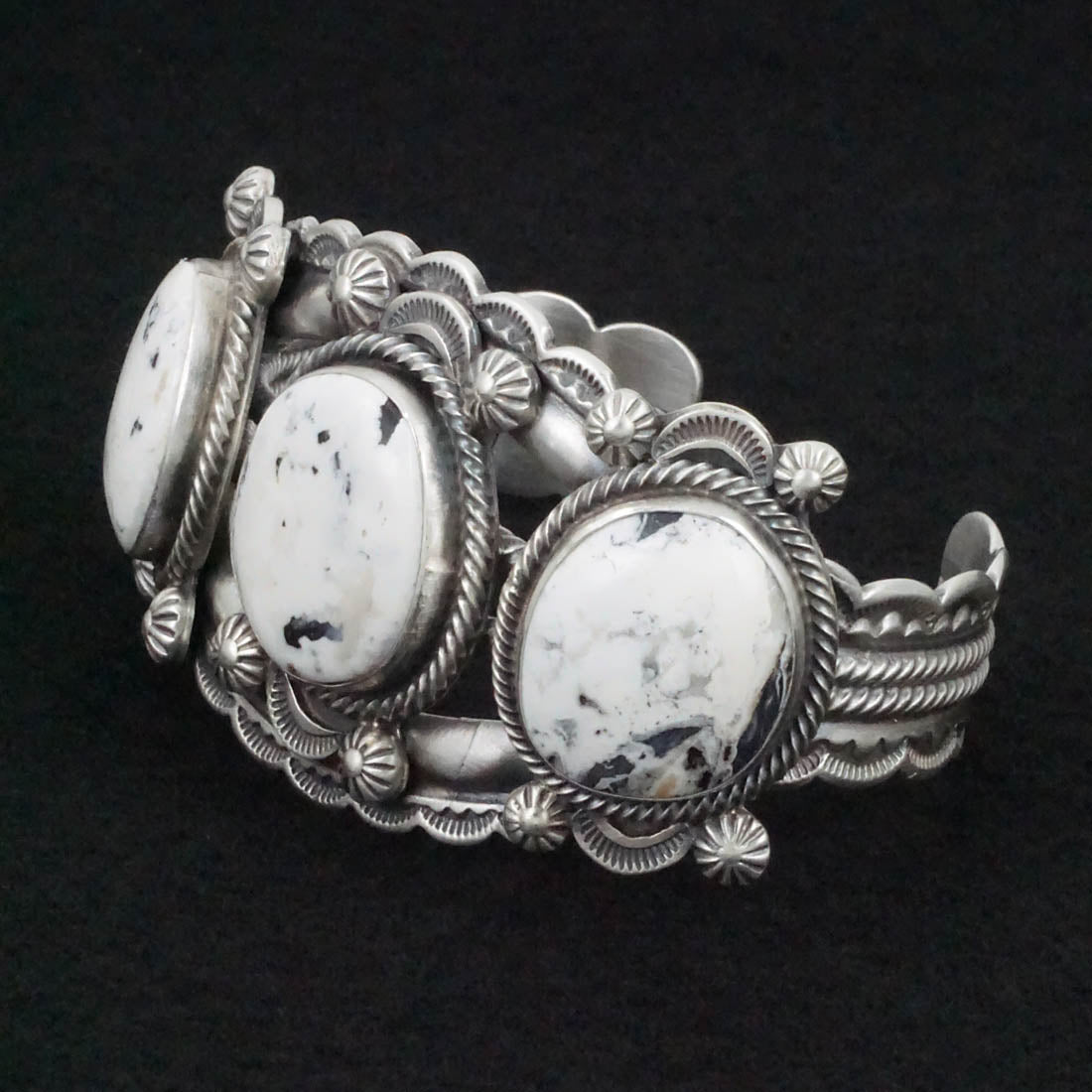 Mark Yazzie White Buffalo & Sterling Silver Bracelet