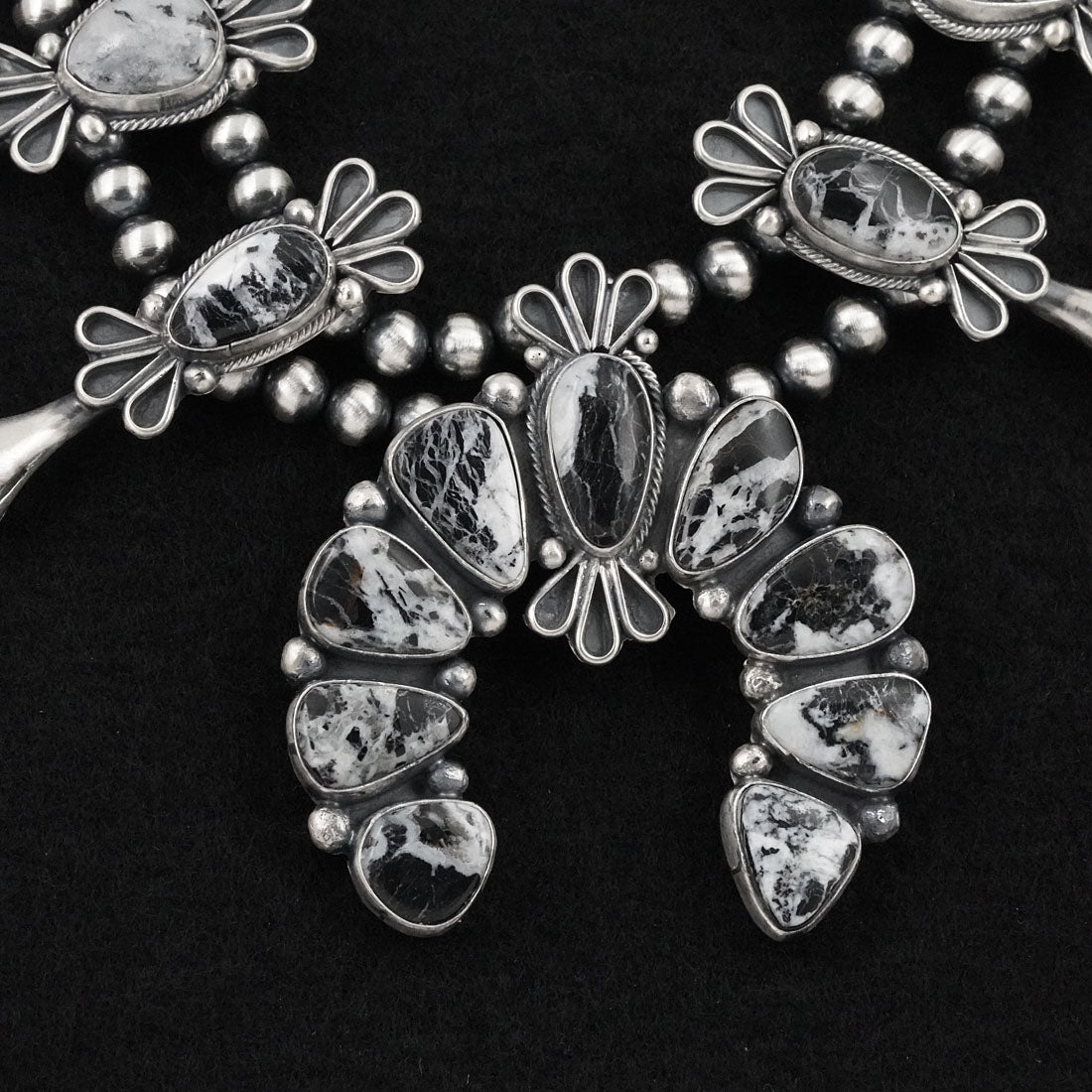 Darrin Livingston White Buffalo & Sterling Silver Squash Blossom Set