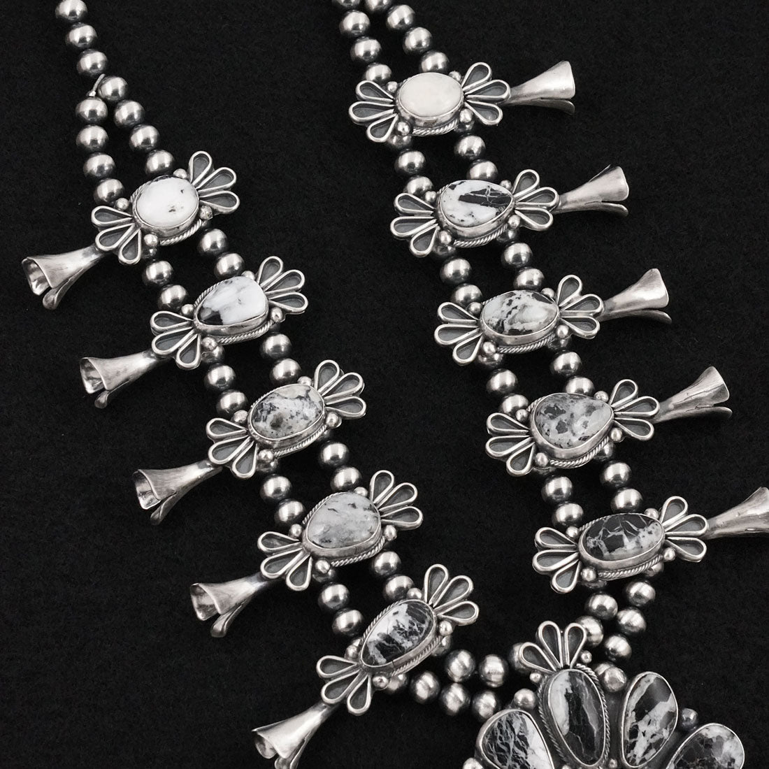 Darrin Livingston White Buffalo & Sterling Silver Squash Blossom Set