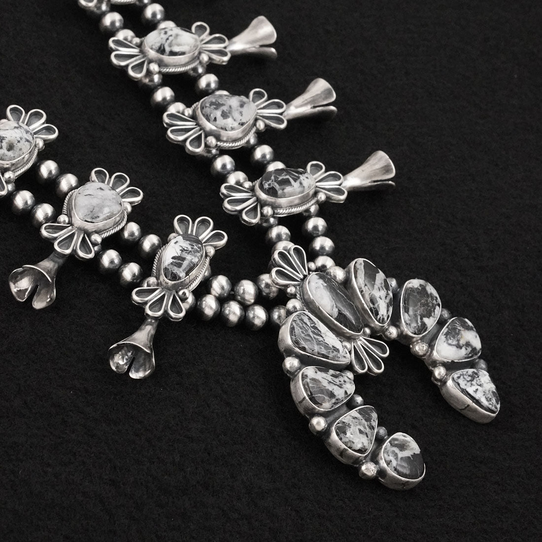Darrin Livingston White Buffalo & Sterling Silver Squash Blossom Set