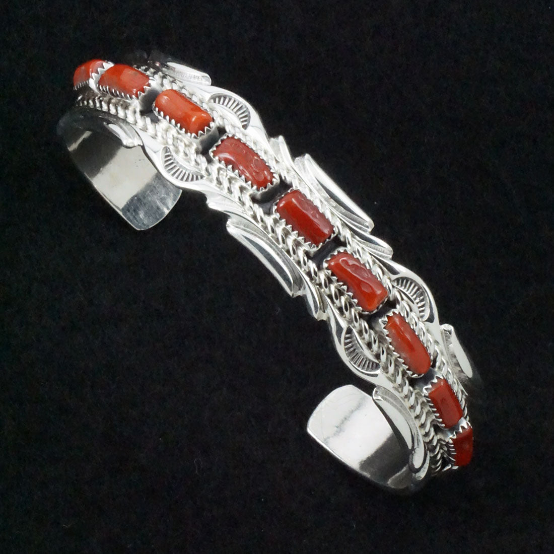 Anthony Brown Coral & Sterling Silver Bracelet