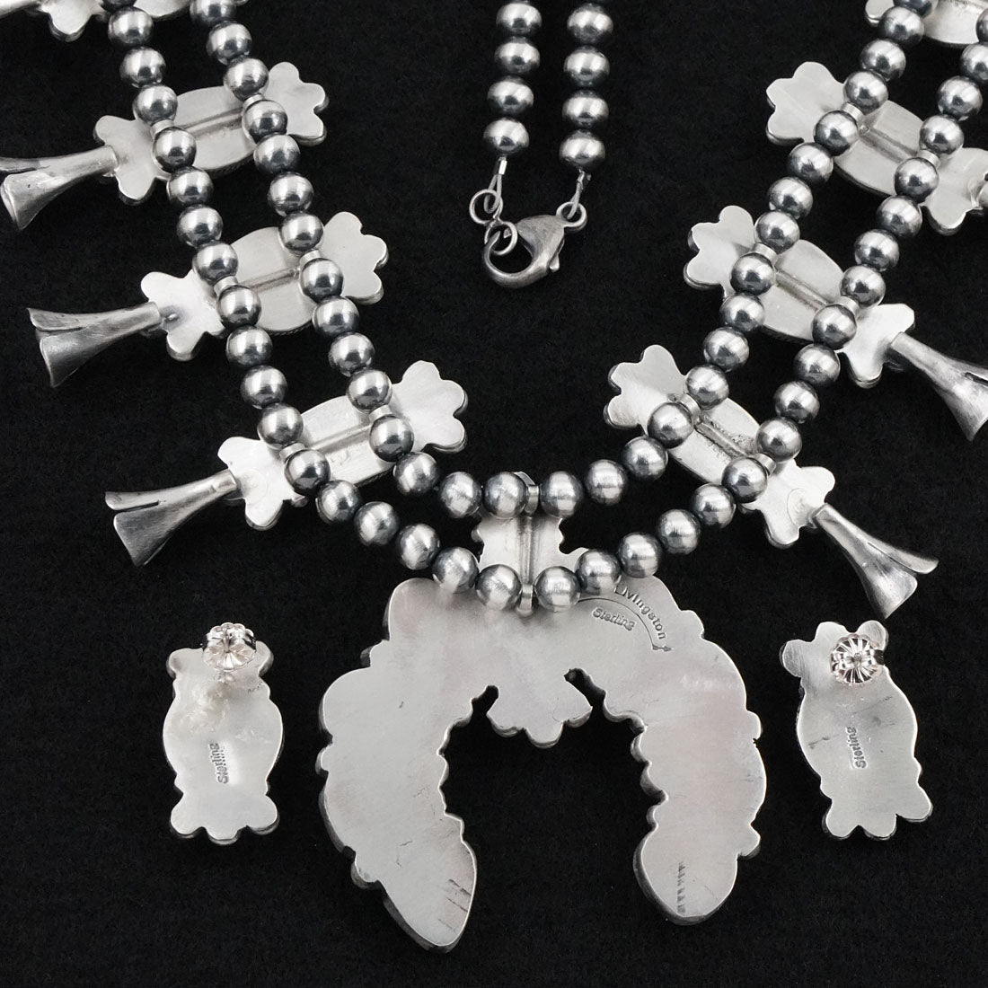 Darrin Livingston White Buffalo & Sterling Silver Squash Blossom Set