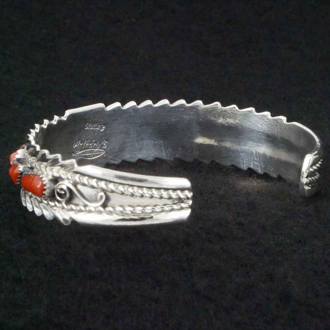 Anthony Brown Coral & Sterling Silver Bracelet