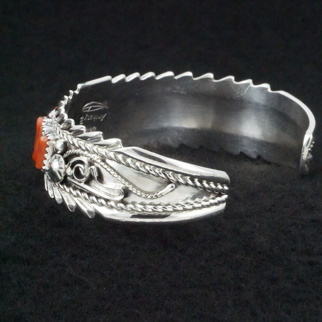 Anthony Brown Coral & Sterling Silver Bracelet