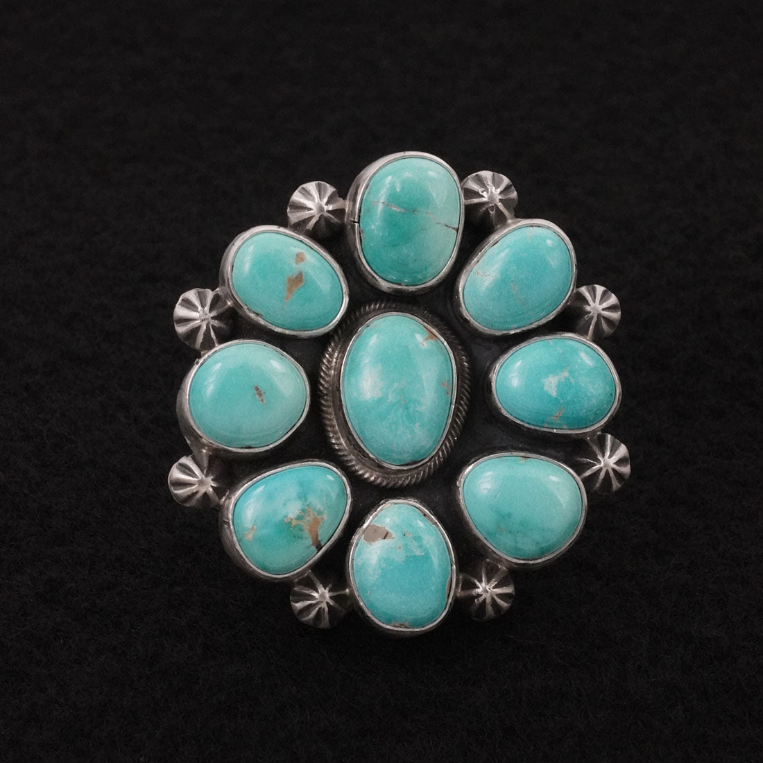 Paul Livingston Turquoise & Sterling Silver Ring Size Adjustable