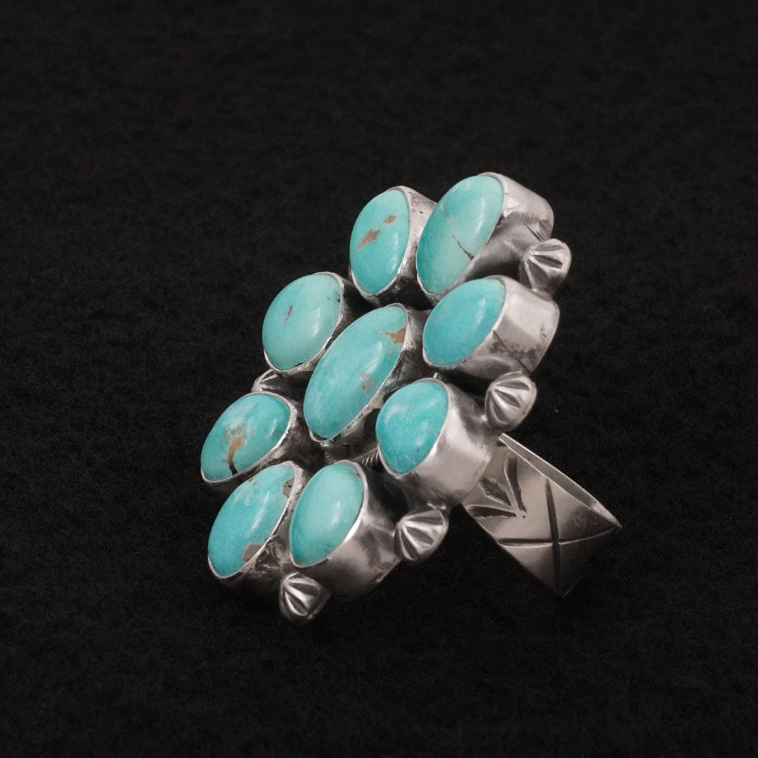 Paul Livingston Turquoise & Sterling Silver Ring Size Adjustable