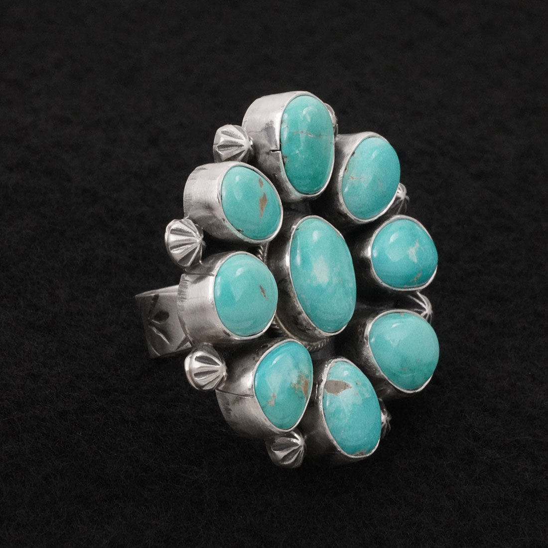 Paul Livingston Turquoise & Sterling Silver Ring Size Adjustable