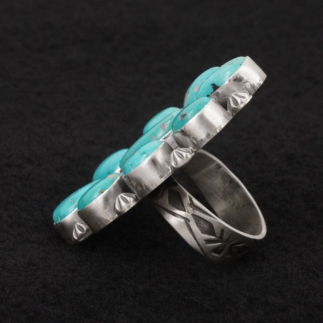 Paul Livingston Turquoise & Sterling Silver Ring Size Adjustable