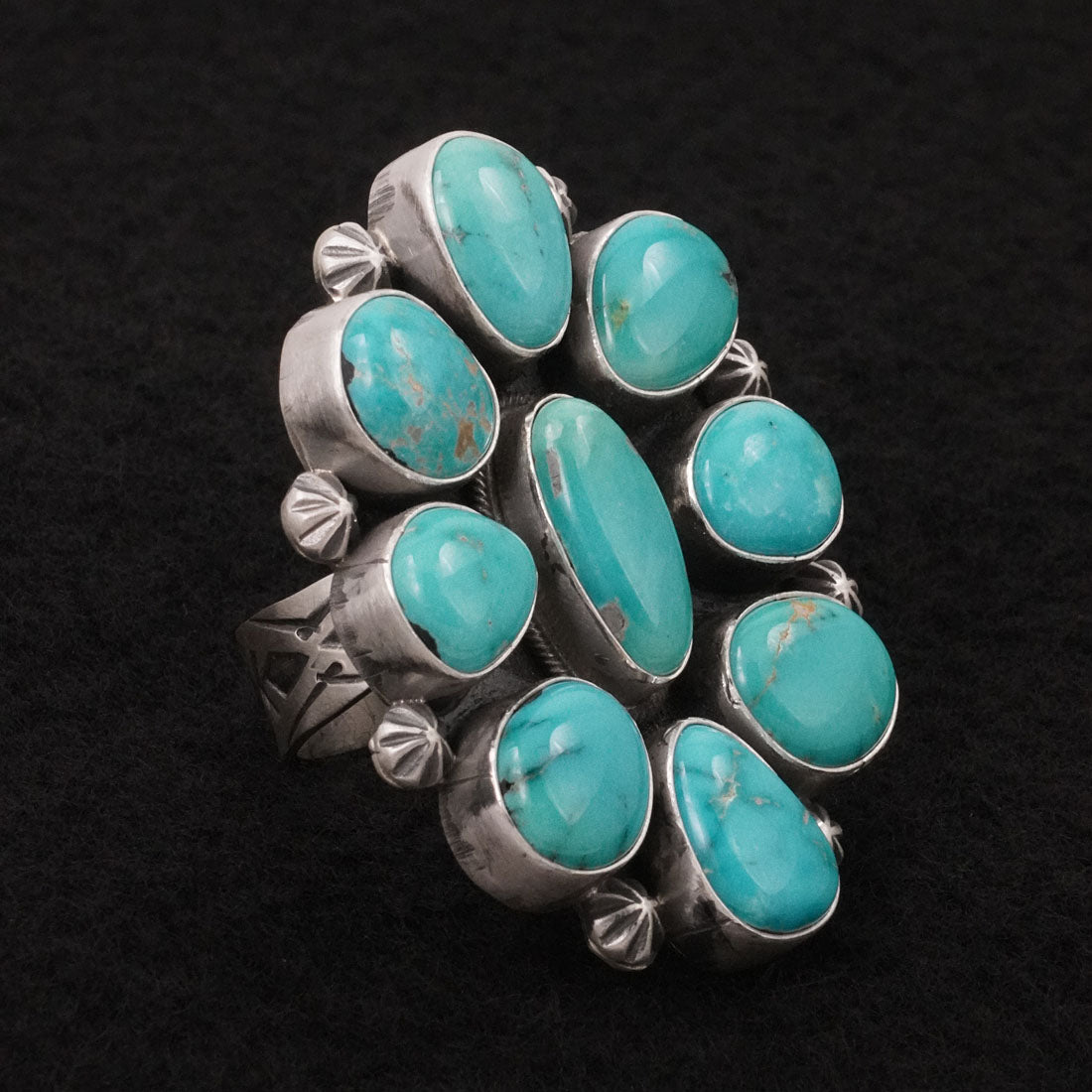Paul Livingston Turquoise & Sterling Silver Ring Size Adjustable