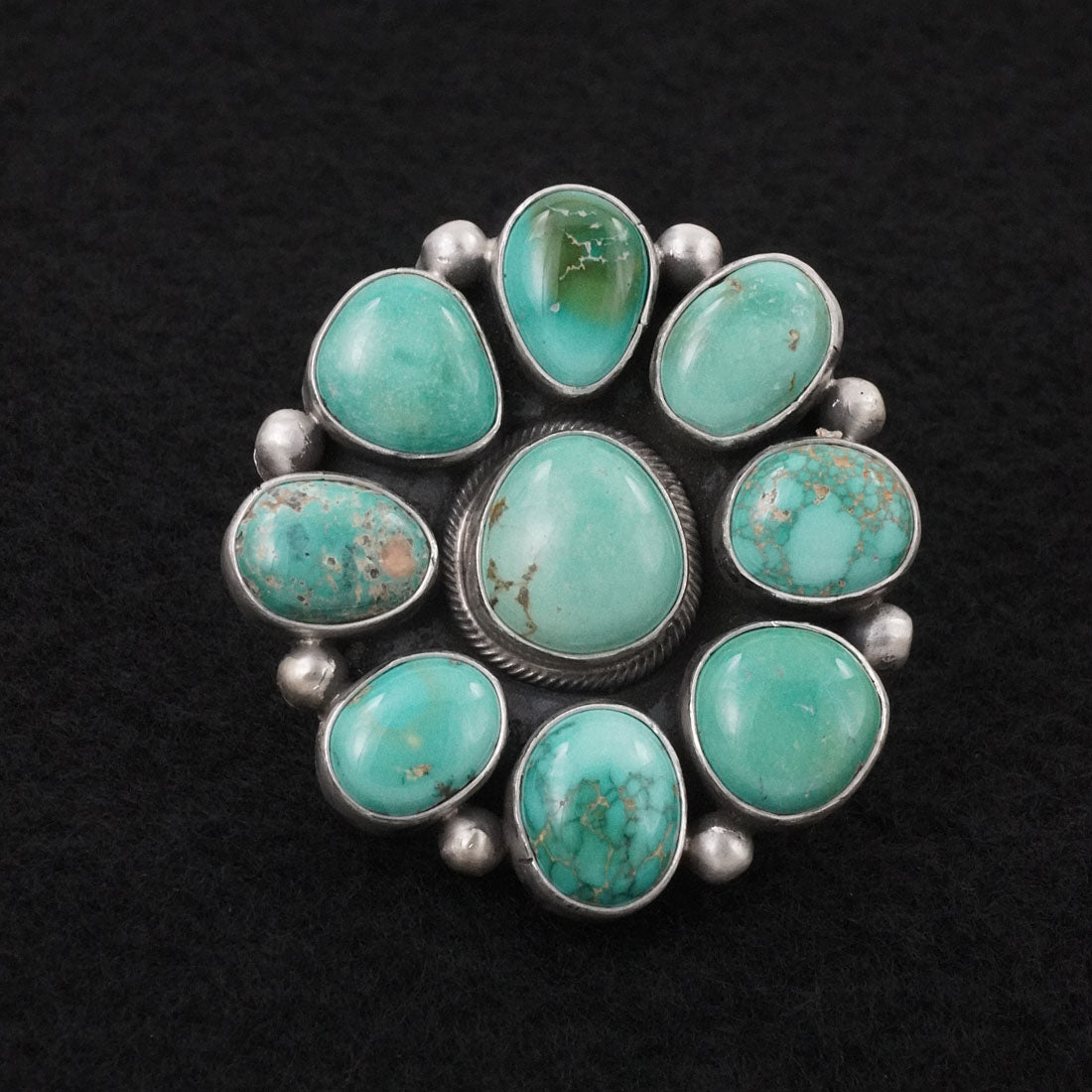 Paul Livingston Turquoise & Sterling Silver Ring Size Adjustable