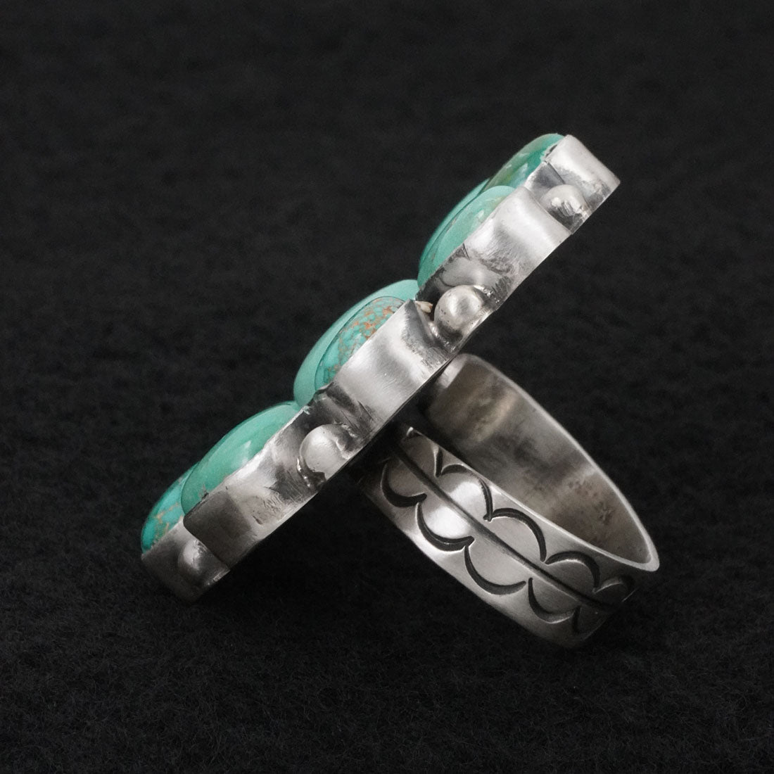 Paul Livingston Turquoise & Sterling Silver Ring Size Adjustable