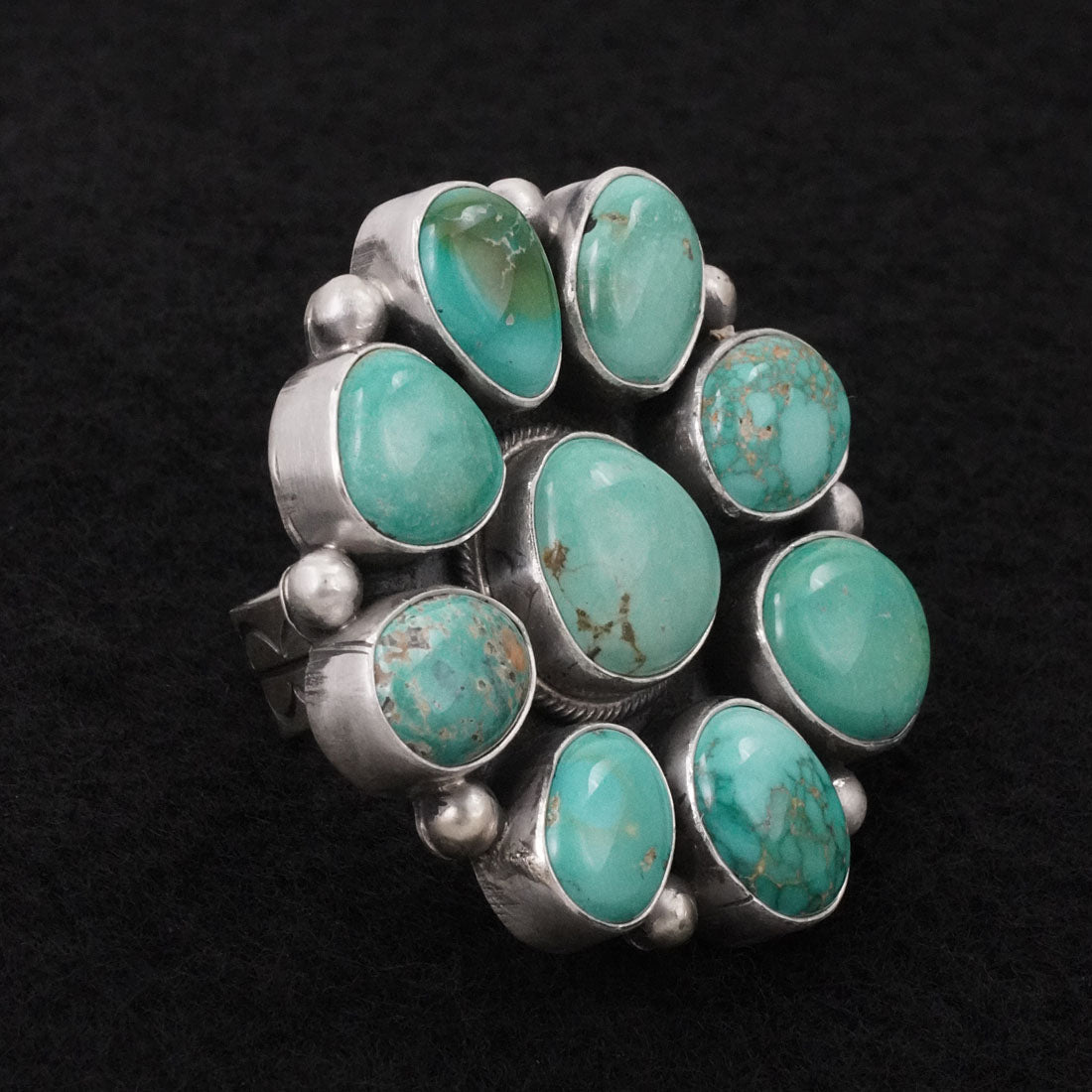 Paul Livingston Turquoise & Sterling Silver Ring Size Adjustable