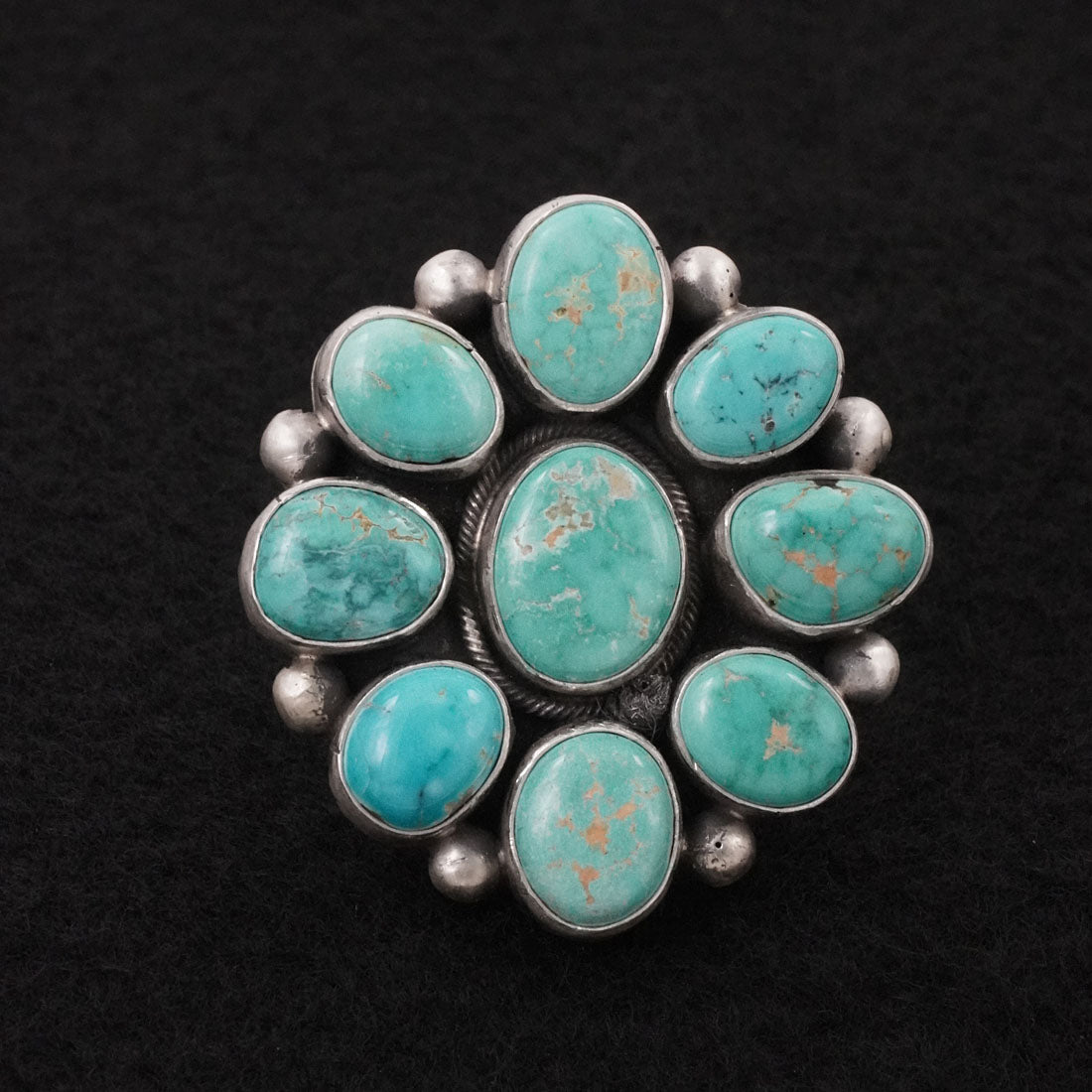 Paul Livingston Turquoise & Sterling Silver Ring Size Adjustable