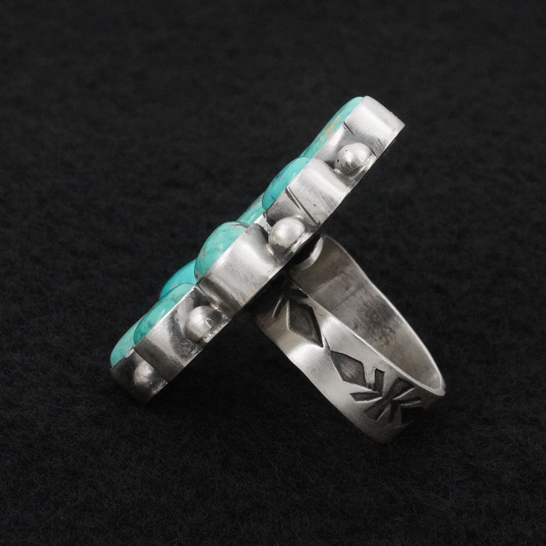Paul Livingston Turquoise & Sterling Silver Ring Size Adjustable