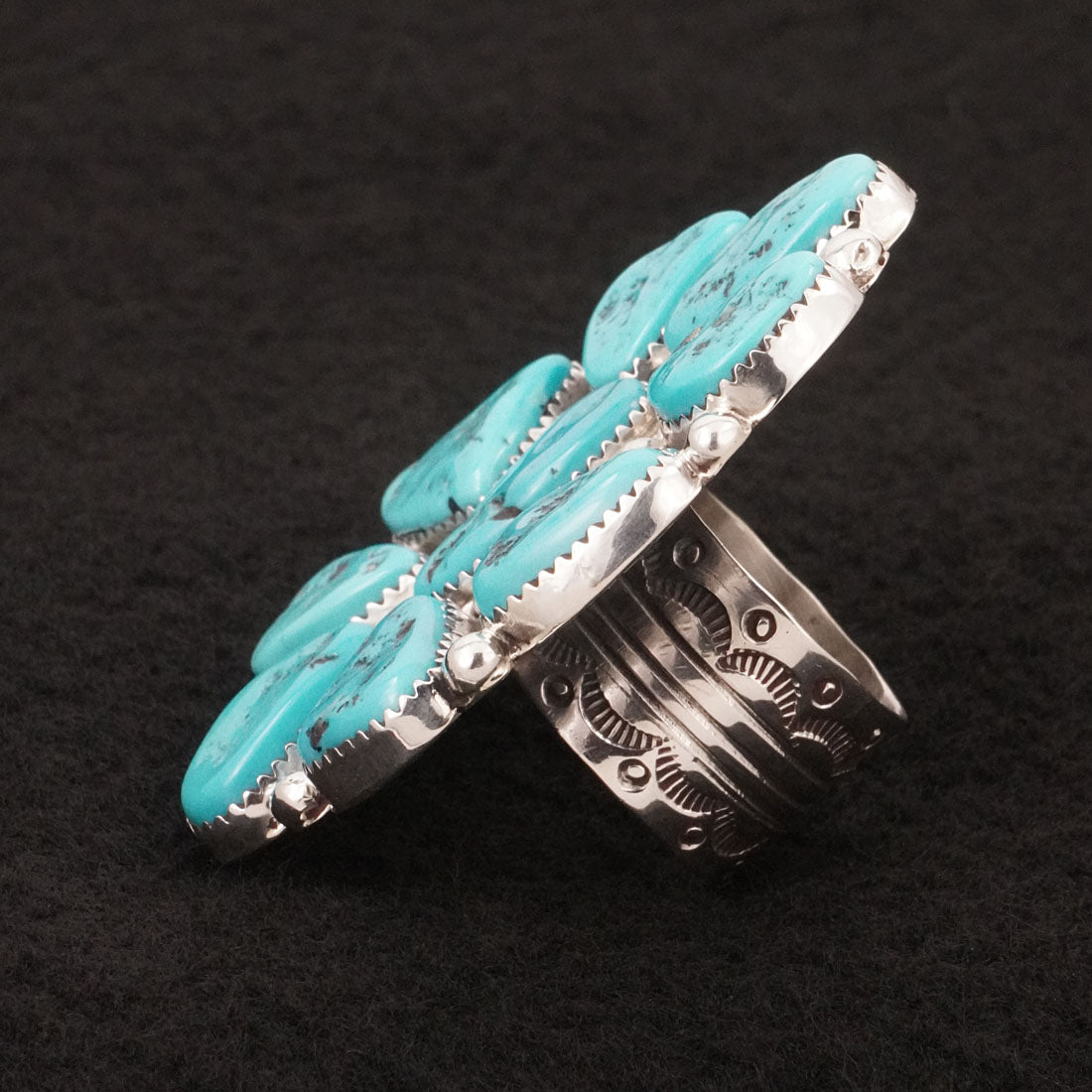 Anthony Brown Turquoise & Sterling Silver Ring Size 10