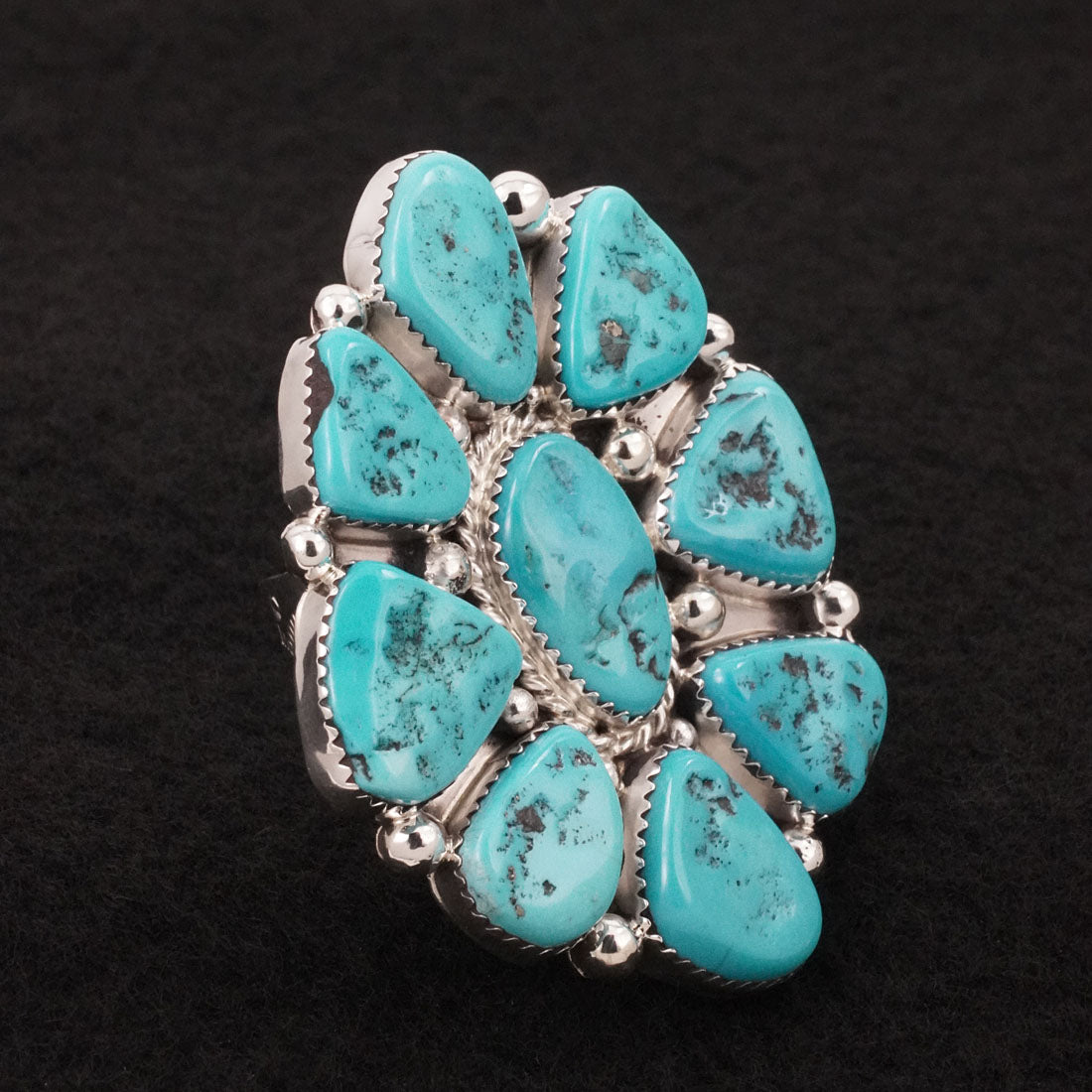 Anthony Brown Turquoise & Sterling Silver Ring Size 10