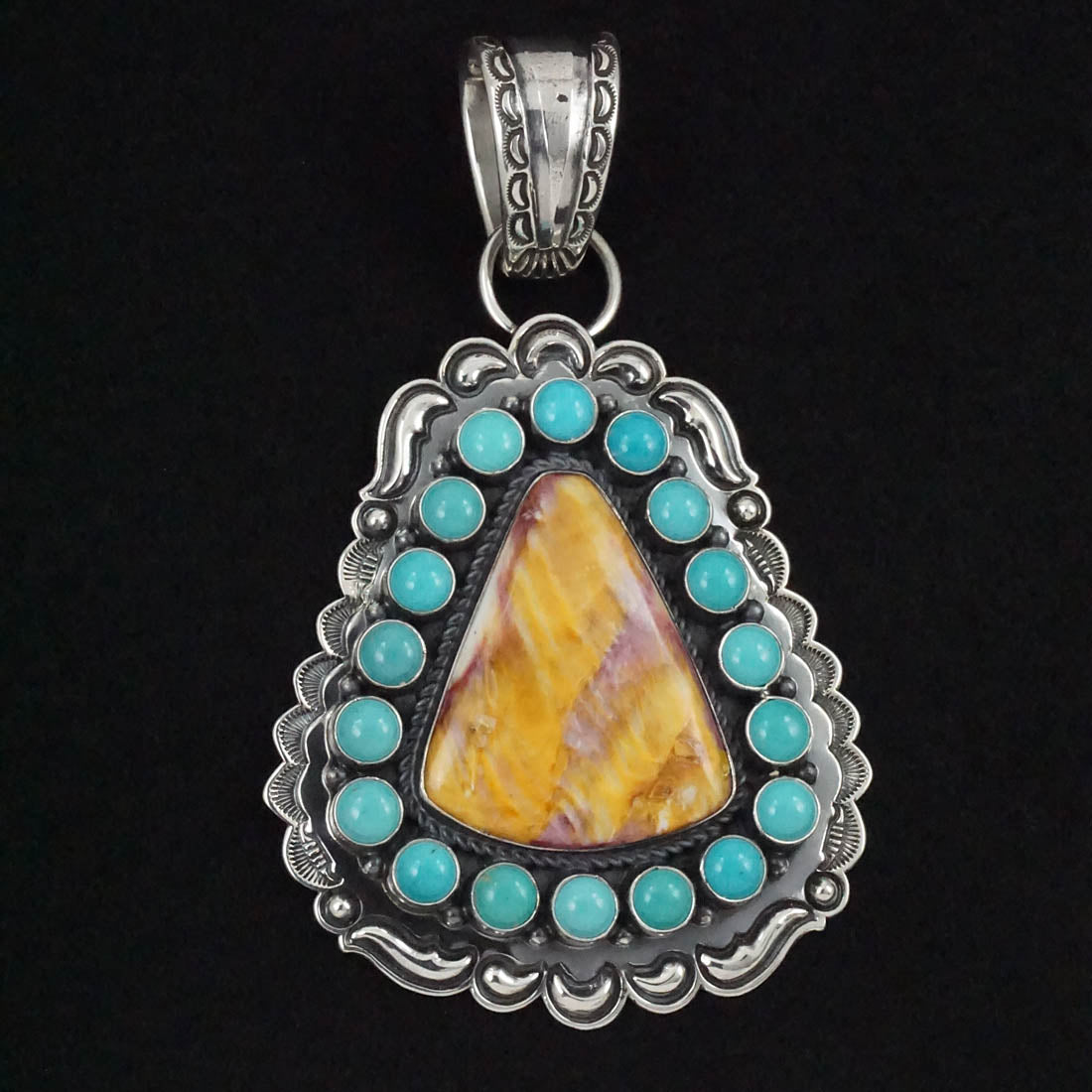 Roland Dixson Spiny Oyster, Turquoise & Sterling Silver Pendant