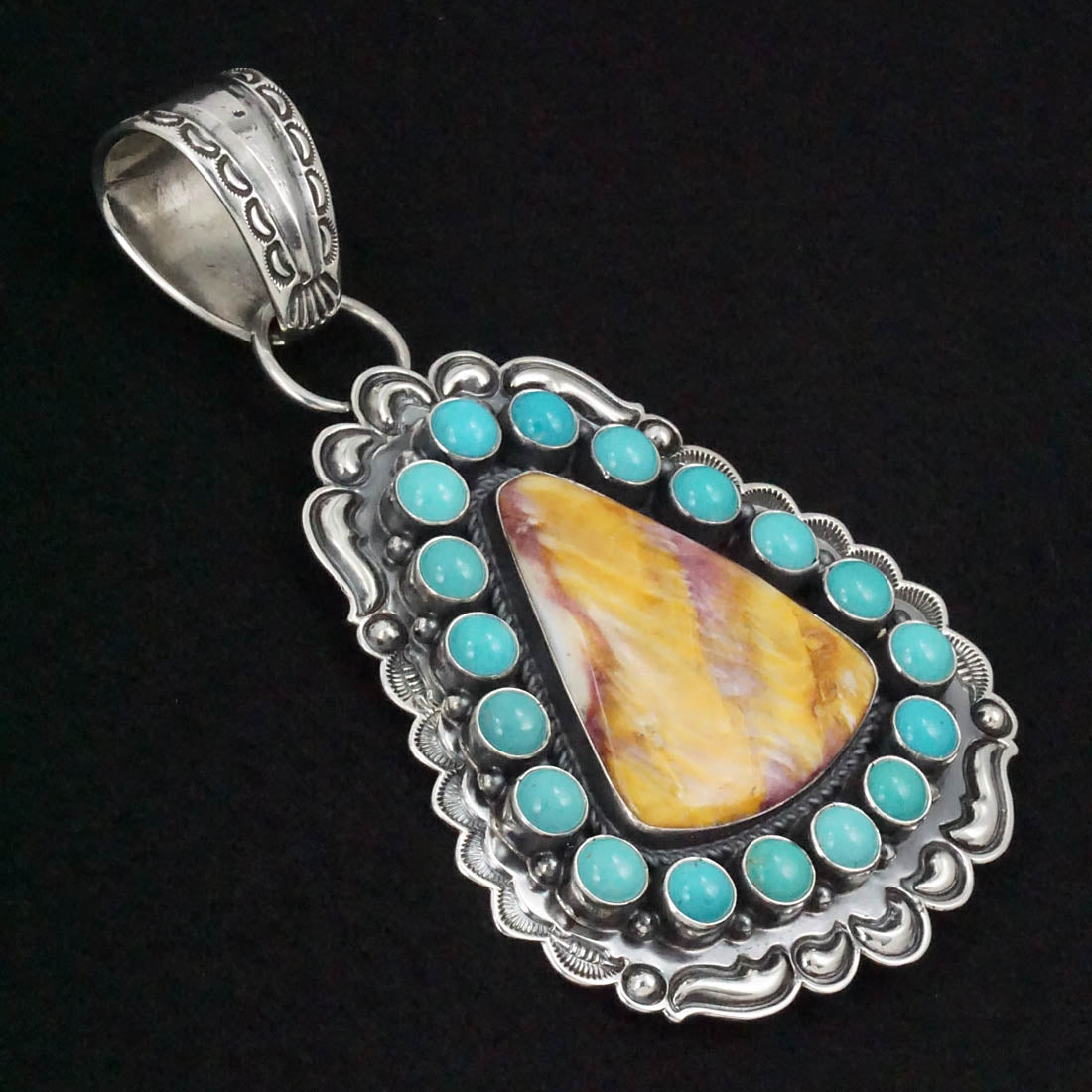 Roland Dixson Spiny Oyster, Turquoise & Sterling Silver Pendant