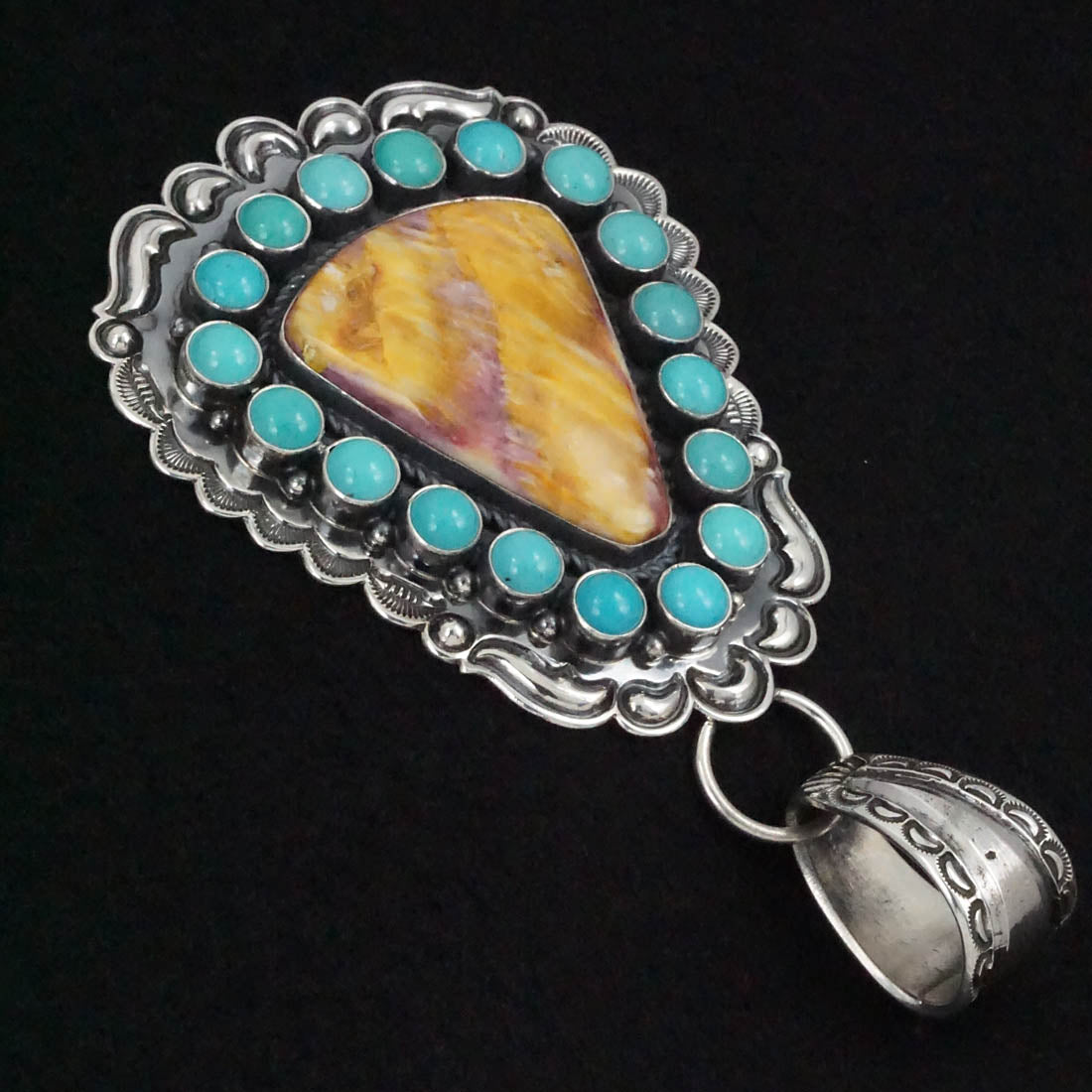 Roland Dixson Spiny Oyster, Turquoise & Sterling Silver Pendant