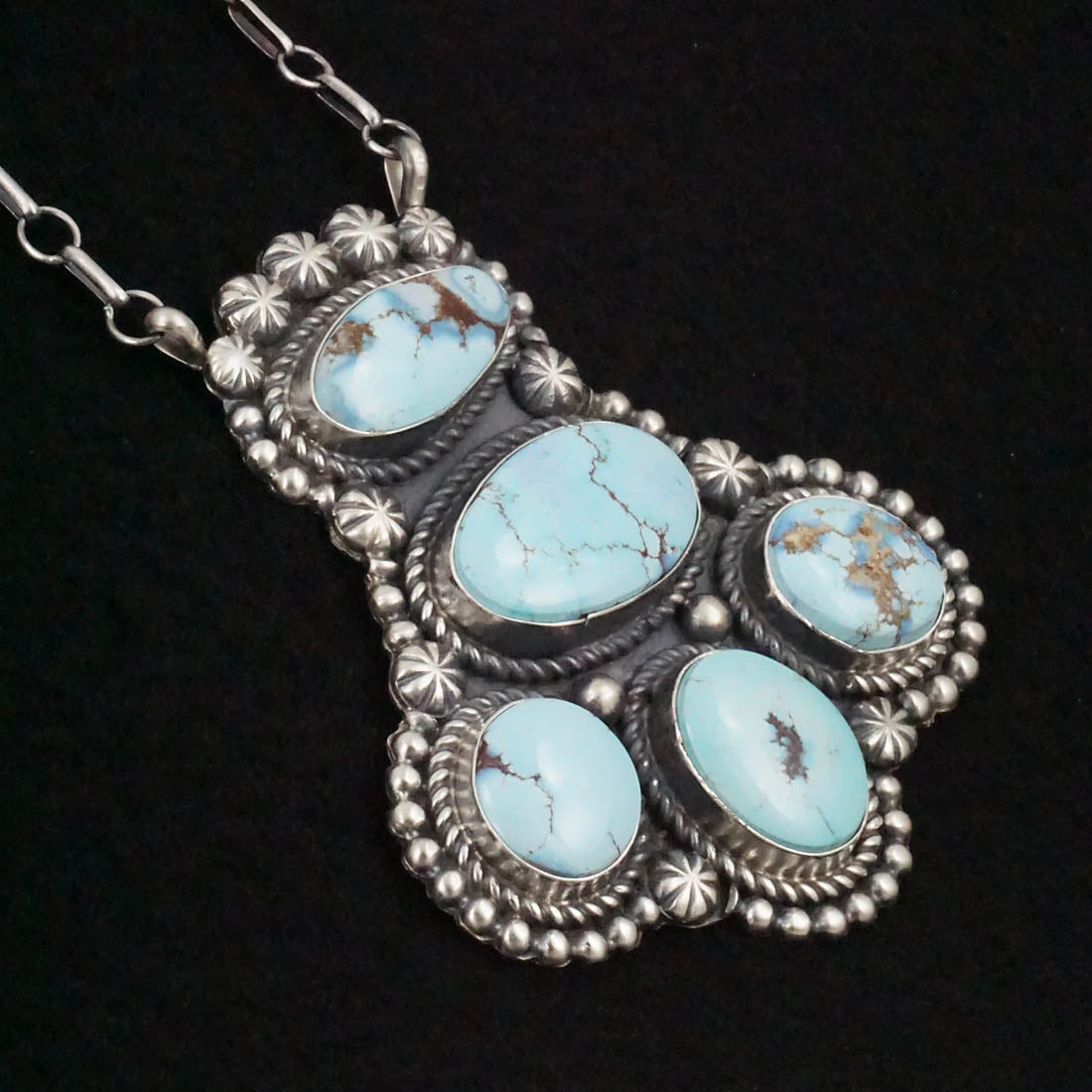 Jeff James Turquoise & Sterling Silver Necklace & Earrings Set