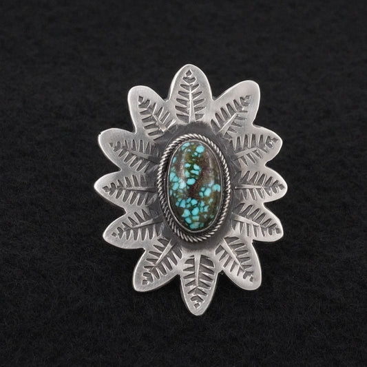 Calvin Martinez Turquoise & Sterling Silver Ring Size 8