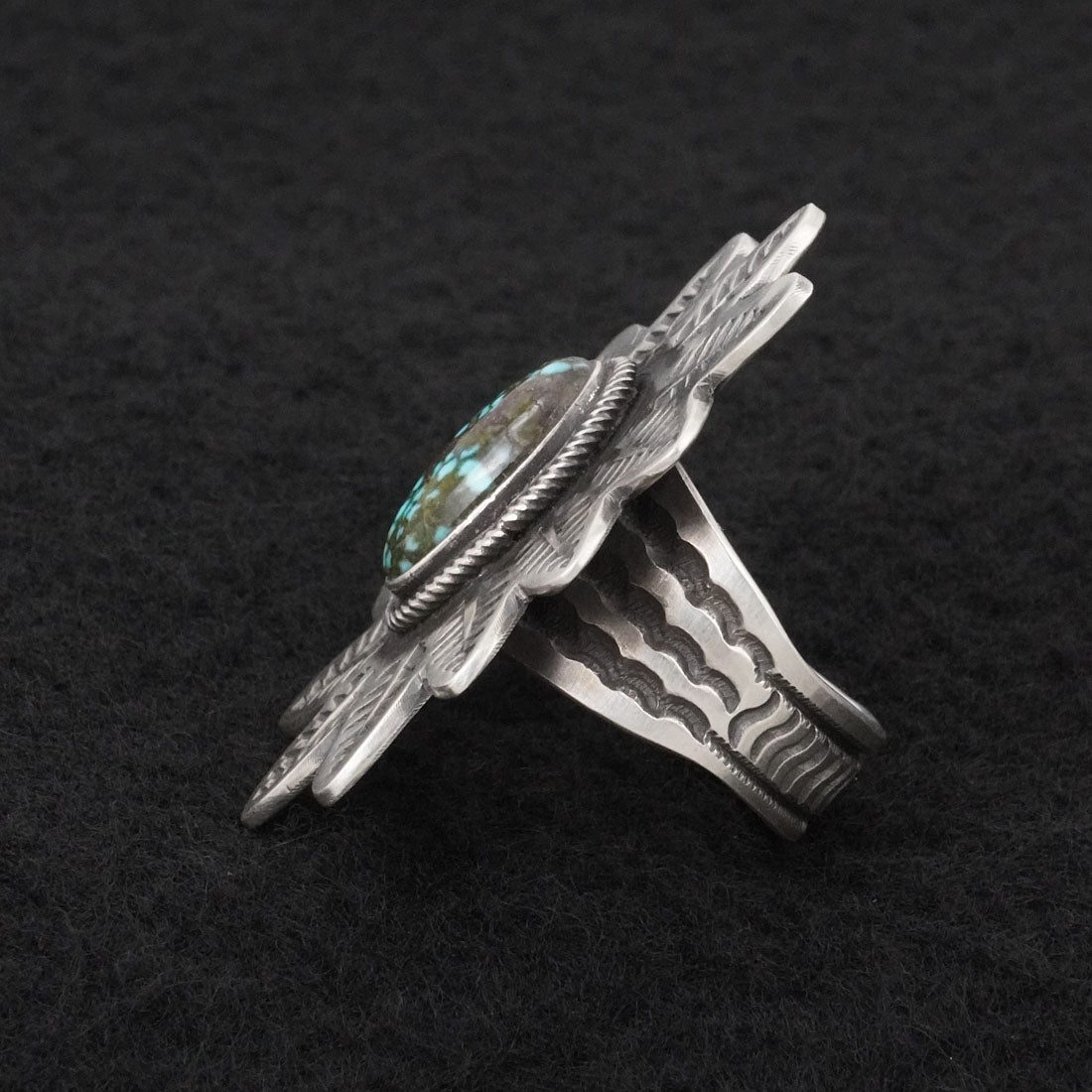 Calvin Martinez Turquoise & Sterling Silver Ring Size 8