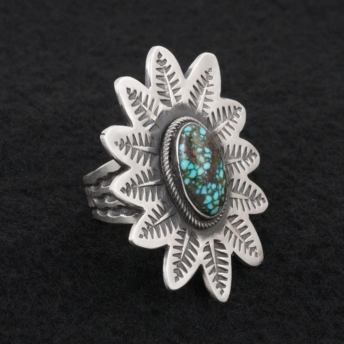 Calvin Martinez Turquoise & Sterling Silver Ring Size 8