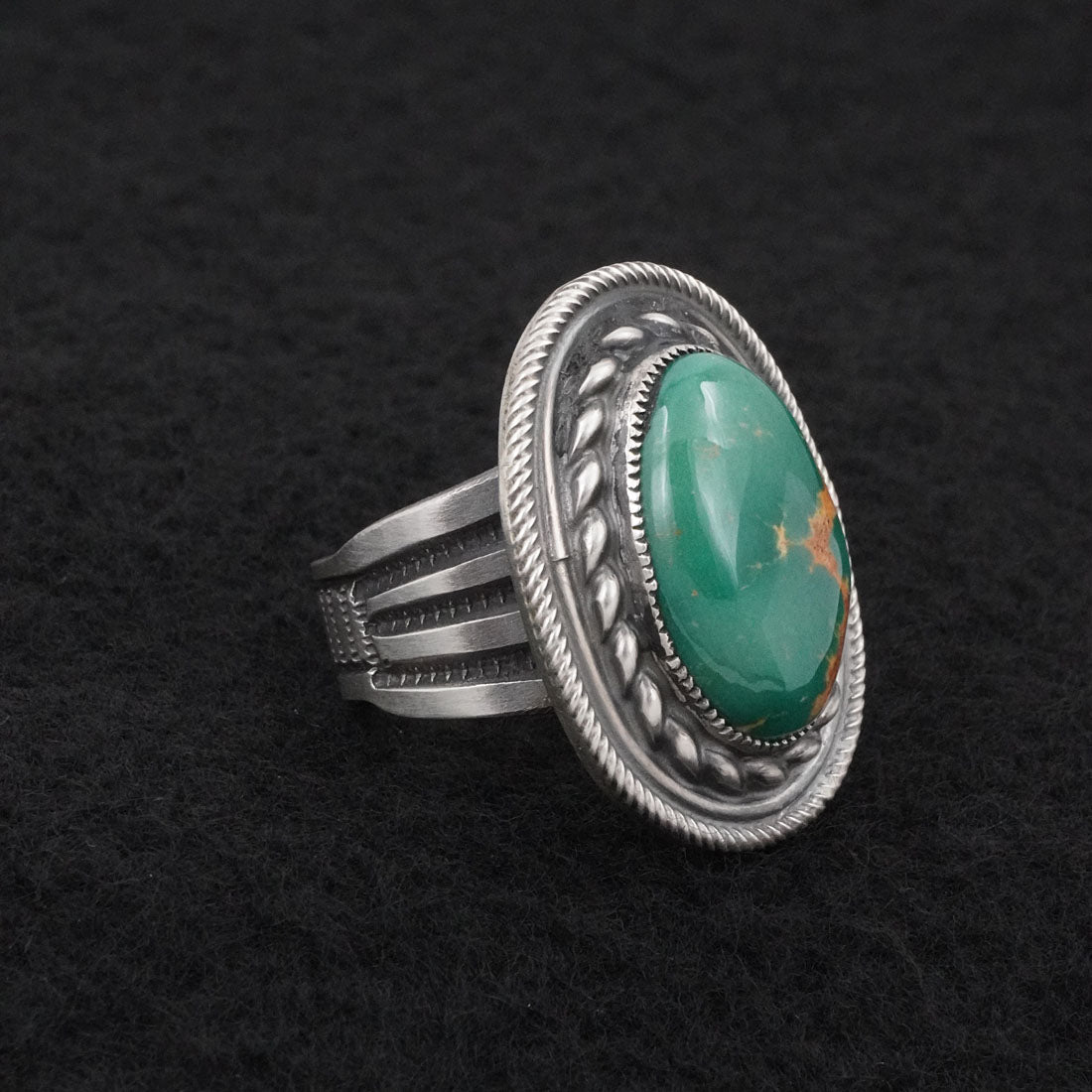 Calvin Martinez Turquoise & Sterling Silver Ring Size 7