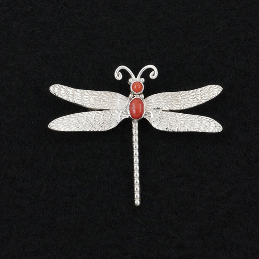 Lee Charley Coral & Sterling Silver Pendant/Pin