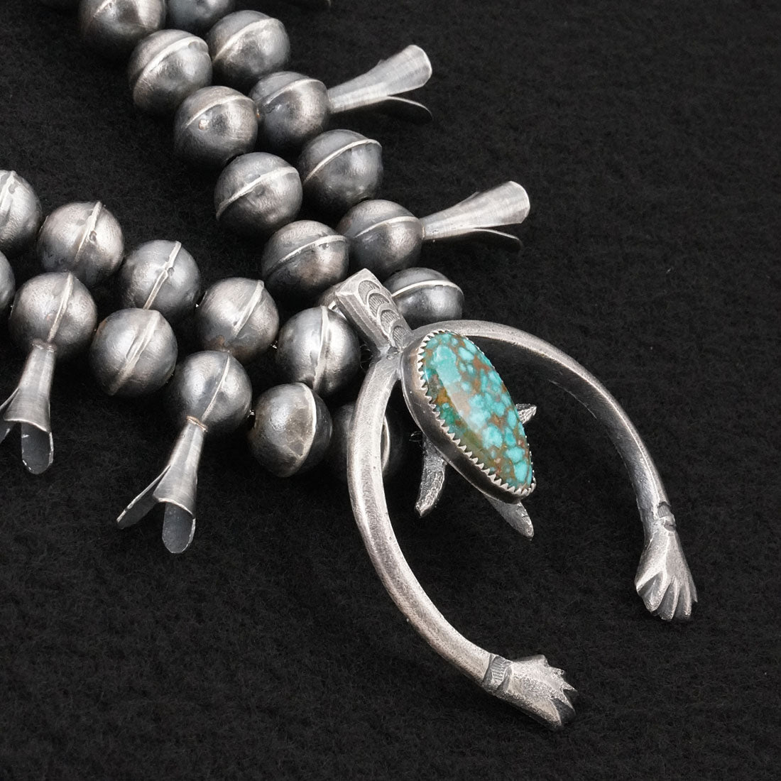 Gilbert Martin Turquoise & Sterling Silver Squash Blossom Necklace Set