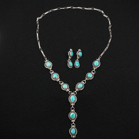Phil Nez Turquoise & Sterling Silver Necklace Set