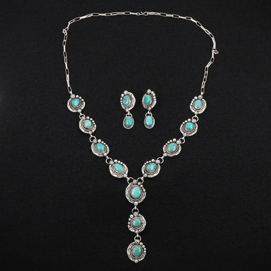 Phil Nez Turquoise & Sterling Silver Necklace Set