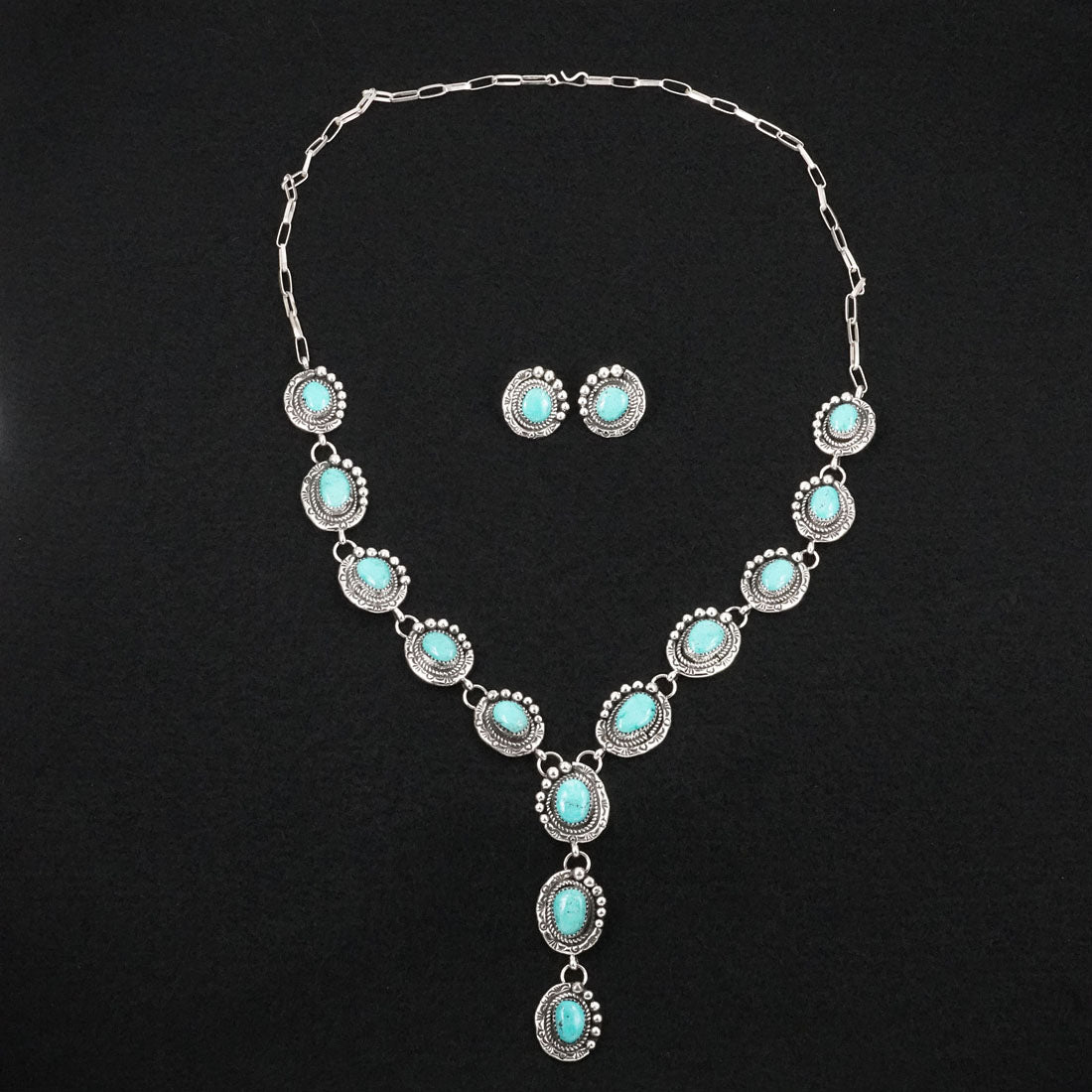 Phil Nez Turquoise & Sterling Silver Necklace Set