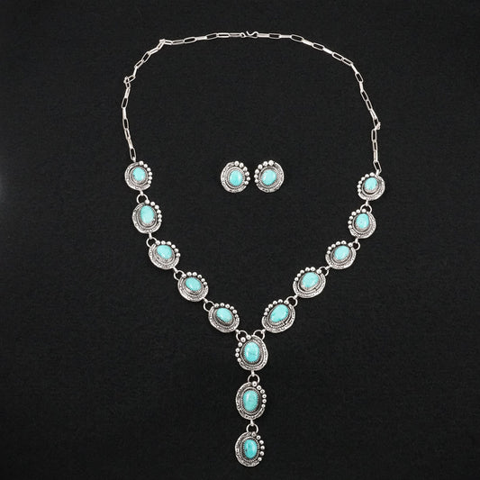 Phil Nez Turquoise & Sterling Silver Necklace Set