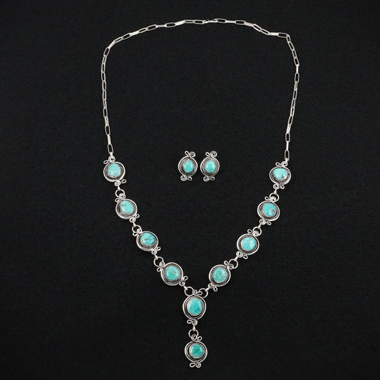 Phil Nez Turquoise & Sterling Silver Necklace Set