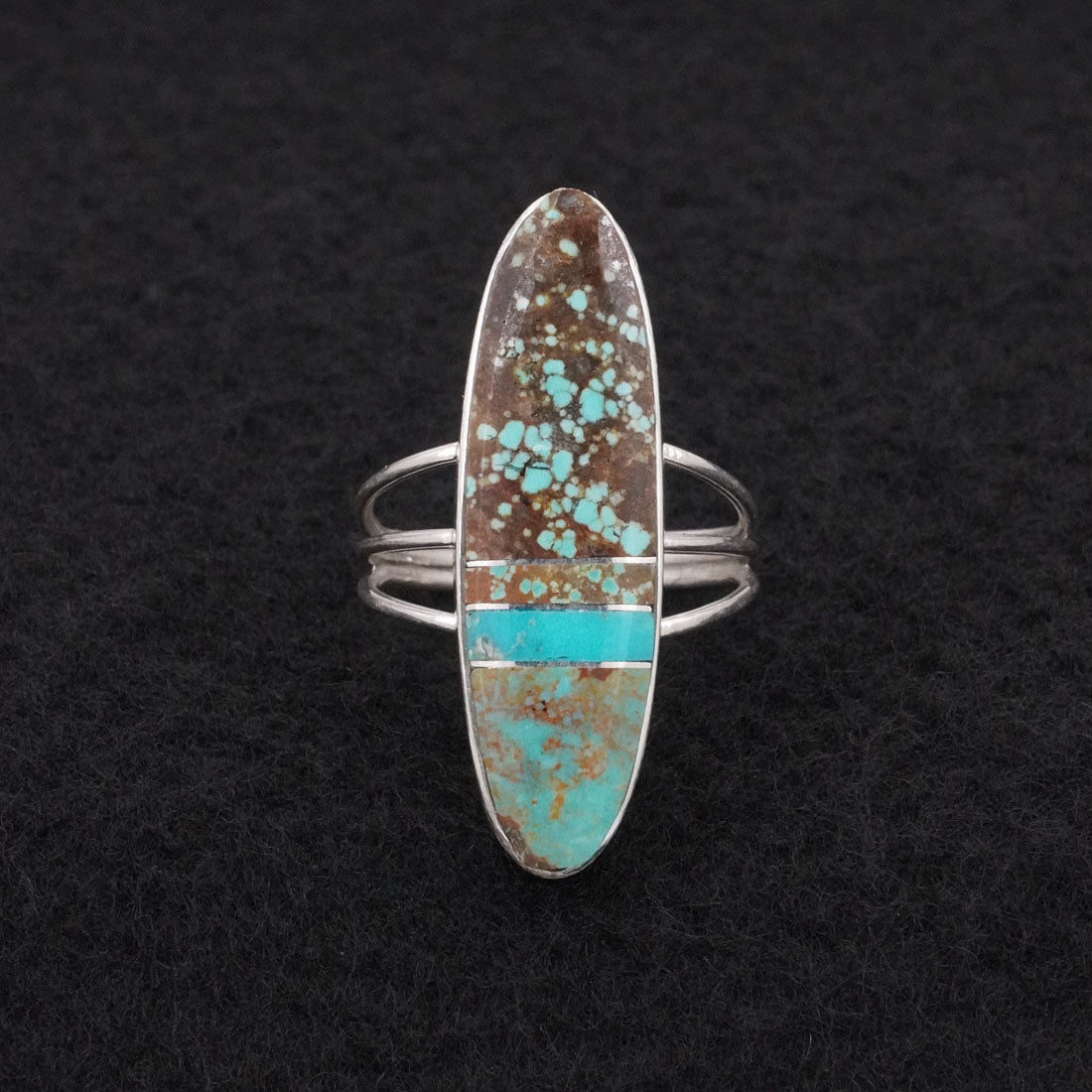 Harold Smith Turquoise & Sterling Silver Ring Size 8