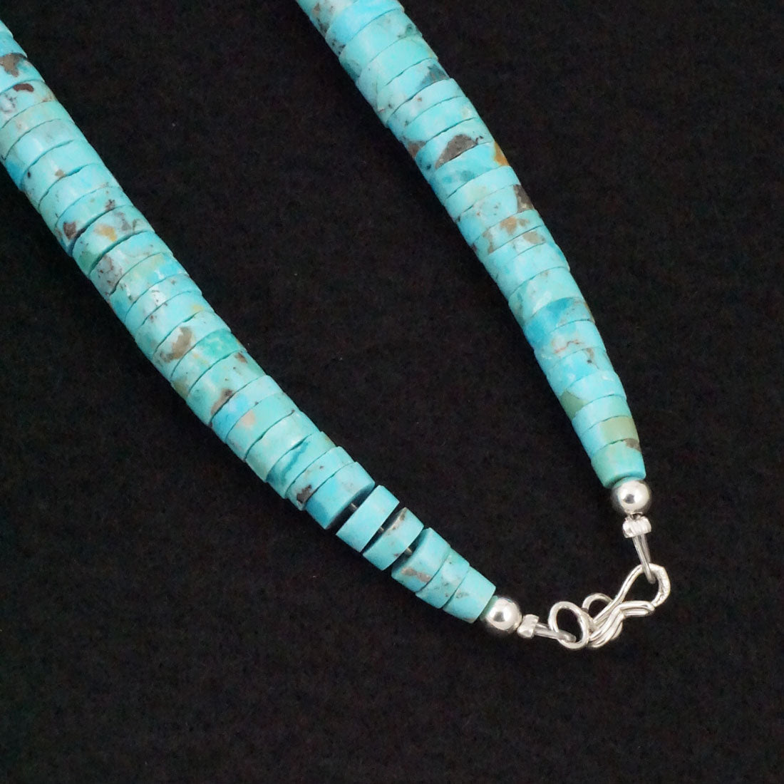 Lupe Lavato Turquoise, Jet & Sterling Silver Necklace 20"