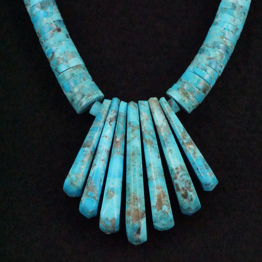 Lupe Lavato Turquoise & Sterling Silver Necklace 26"