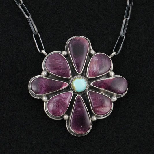 Darrin Livingston Turquoise, Spiny Oyster & Sterling Silver Necklace