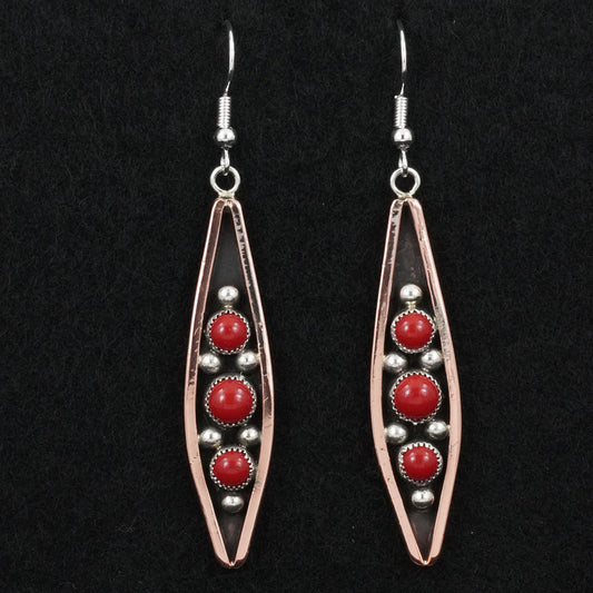 Paul Largo Coral, Copper & Sterling Silver Earrings