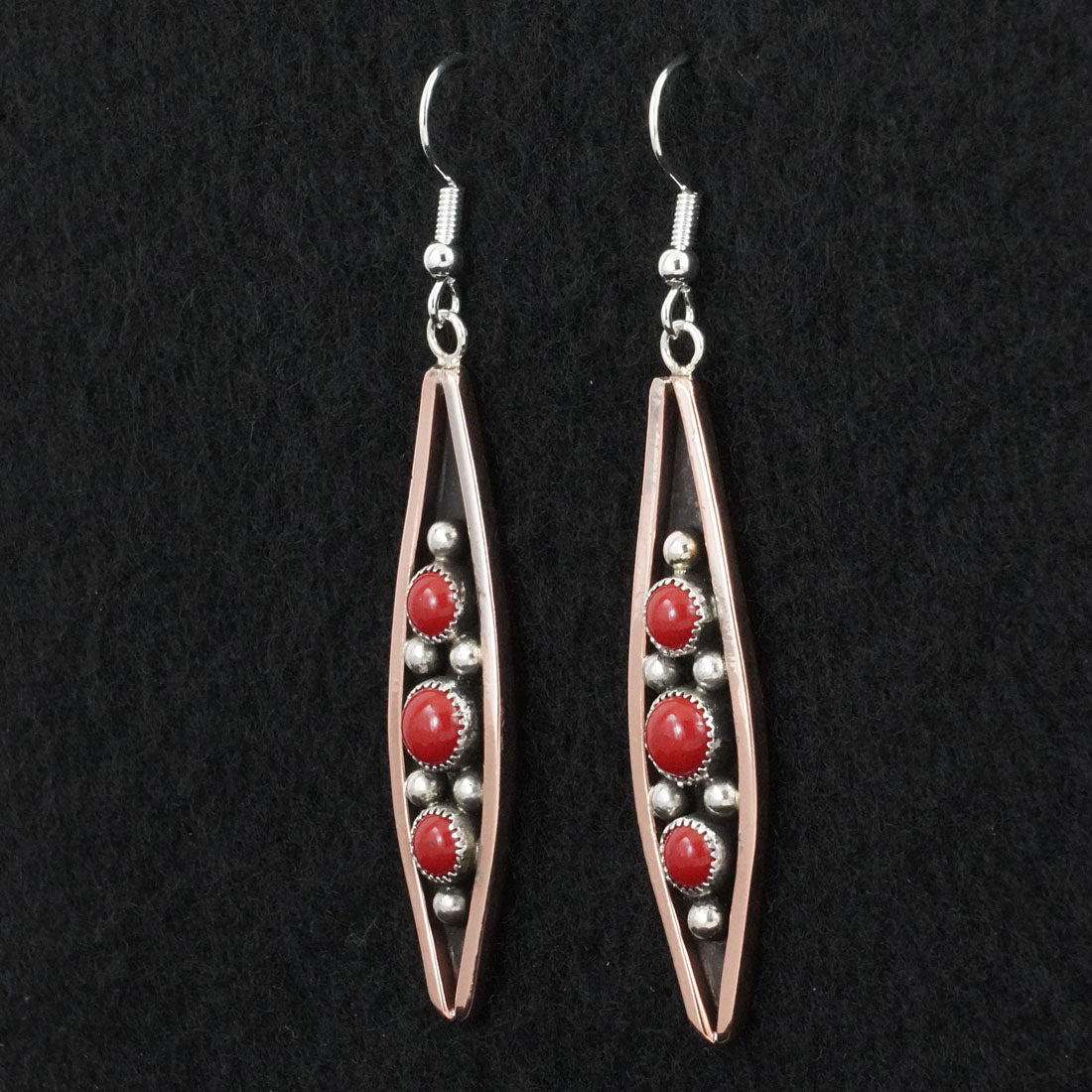 Paul Largo Coral, Copper & Sterling Silver Earrings