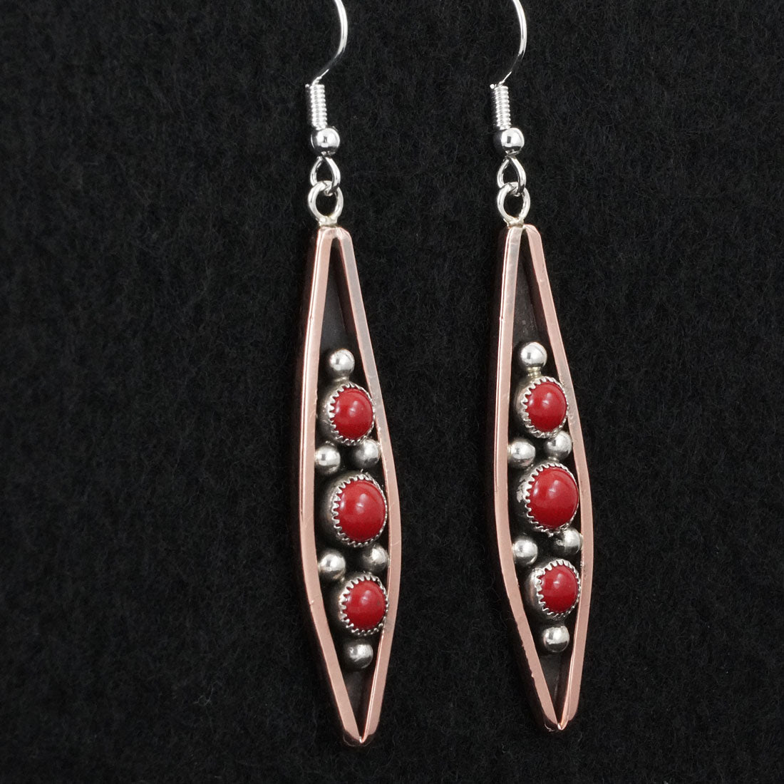 Paul Largo Coral, Copper & Sterling Silver Earrings