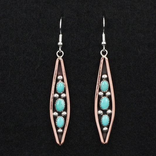 Paul Largo Turquoise, Copper & Sterling Silver Earrings